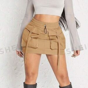 NEW Khaki Cargo Mini Skirt